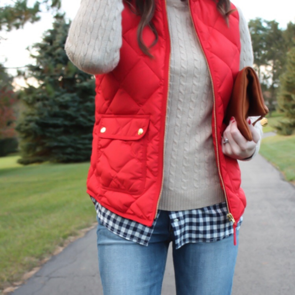 Red J Crew Padded Vest